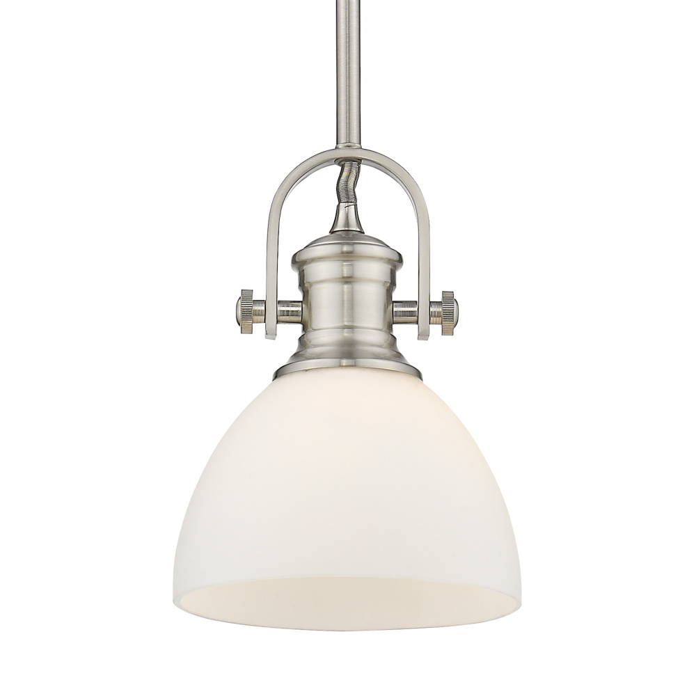 Yep by Golden Lighting Hines 1-light 7in Pendant in Pewter and Opal Glass